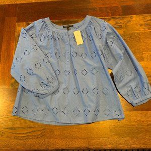 Banana Republic, Blue Eyelet Buttoned Blouse